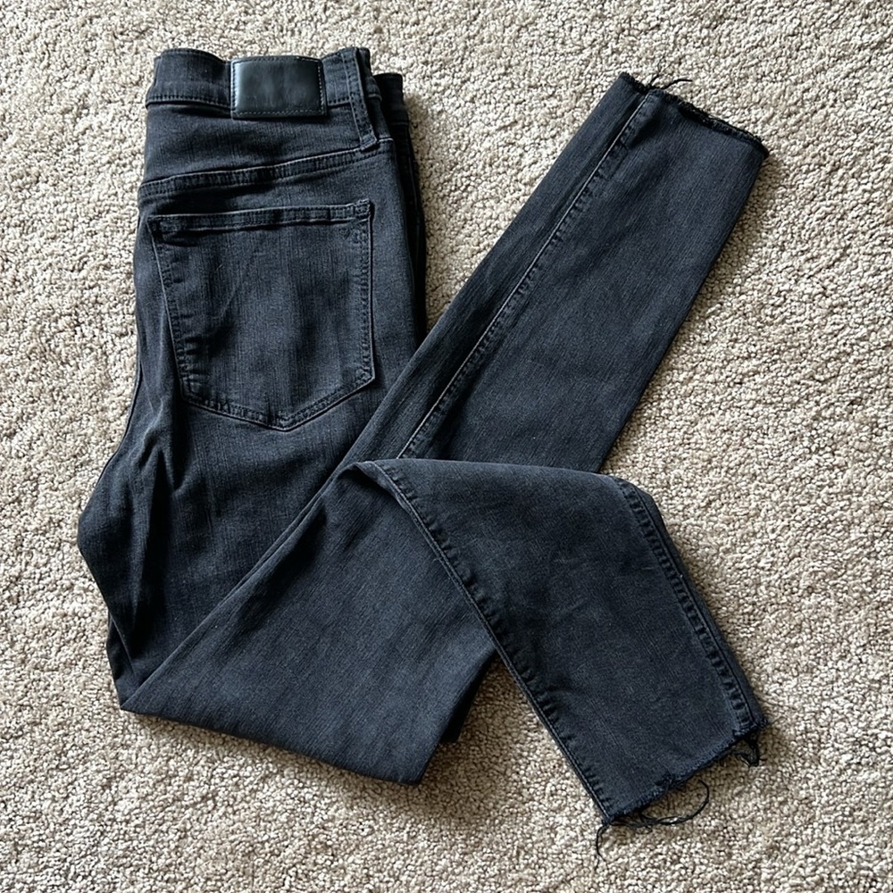 Madewell High Rise Button Front Skinny Black Jeans Size 27